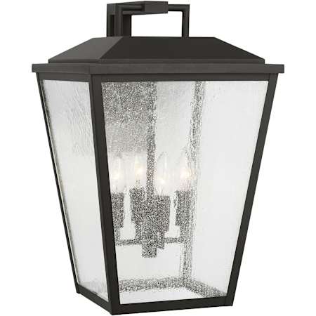 Visual Comfort Kennewick 4 Light 19" Tall Outdoor Wall Sconce with Clear Seedy Glass Panels Textured Black