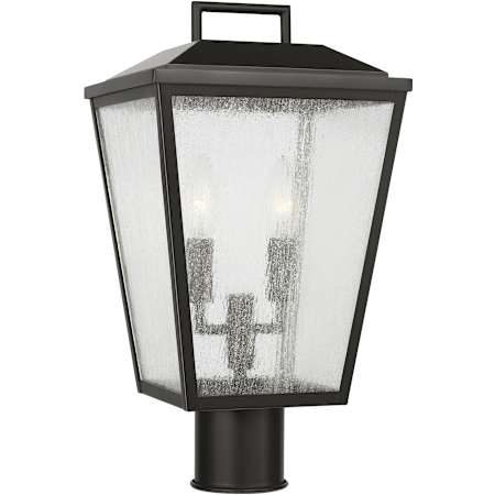 Visual Comfort Kennewick 2 Light 17" Tall Post Light with Clear Seedy Glass Panels Antique Bronze