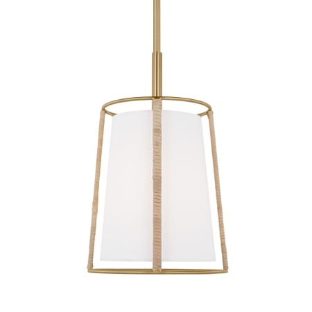 Visual Comfort Cortes 10" Wide Mini Pendant with Linen Shade Satin Brass