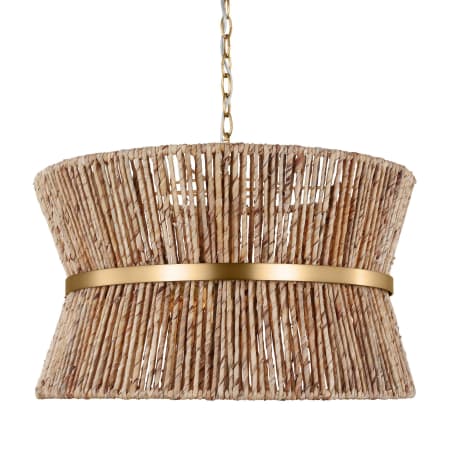 Visual Comfort Thurlo 3 Light 24" Wide Pendant with Natural Abaca Rope Shade Satin Brass