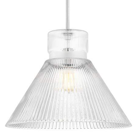 Visual Comfort Liouet 18" Wide Pendant with Clear Ribbed Glass Shade Brushed Nickel