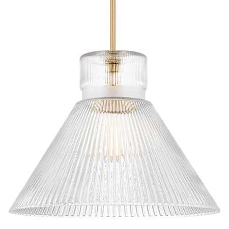 Visual Comfort Liouet 18" Wide Pendant with Clear Ribbed Glass Shade Satin Brass