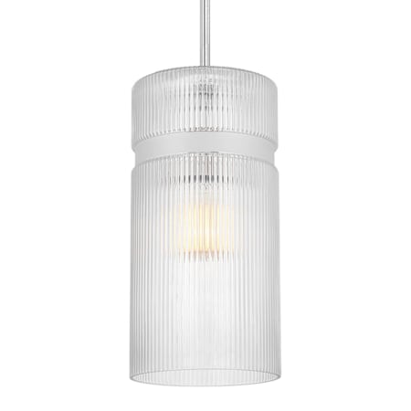 Visual Comfort Liouet 7" Wide Mini Pendant with Clear Ribbed Glass Shade Brushed Nickel