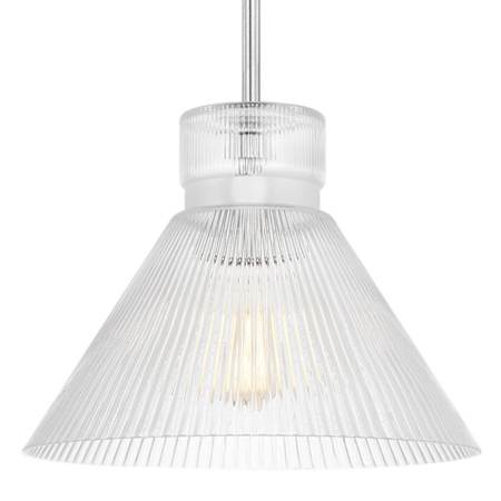 Visual Comfort Liouet 12" Wide Pendant with Clear Ribbed Glass Shade Brushed Nickel
