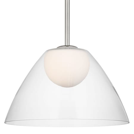 Visual Comfort Suma 16" Wide Pendant with Clear Glass Outer And Opal Etched Glass Inner Shade Brushed Nickel