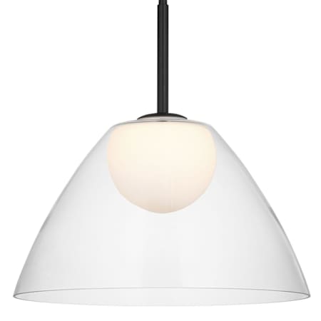 Visual Comfort Suma 16" Wide Pendant with Clear Glass Outer And Opal Etched Glass Inner Shade Midnight Black