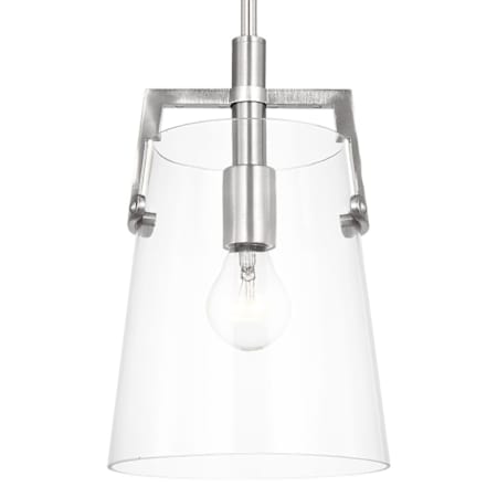 Visual Comfort Crofton 8" Wide Mini Pendant with Clear Glass Shade Brushed Nickel