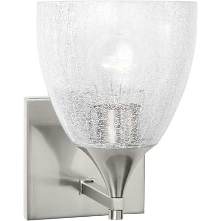 Visual Comfort Toffino 9" Tall Bathroom Sconce with Clear Crackle Glass Shade Brushed Nickel