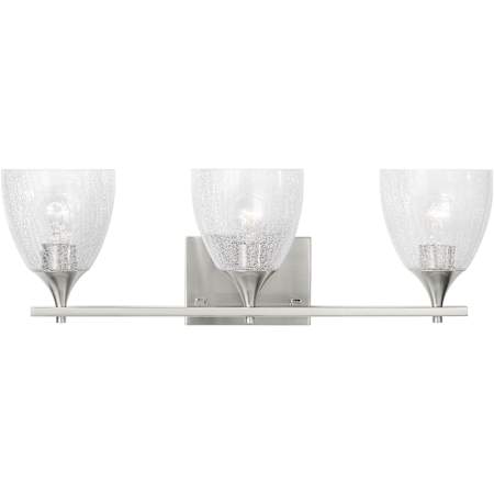 Visual Comfort Toffino 3 Light 26" Wide Vanity Light with Clear Crackle Glass Shades Brushed Nickel