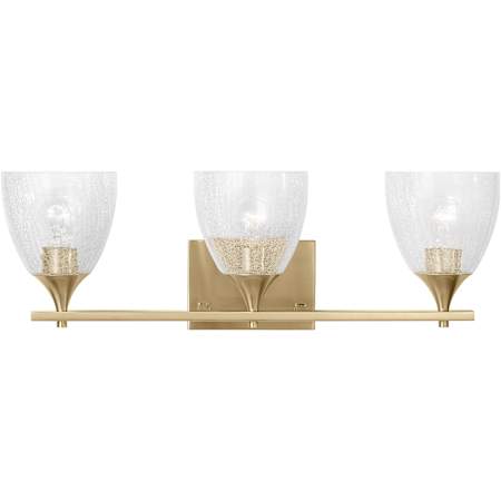 Visual Comfort Toffino 3 Light 26" Wide Vanity Light with Clear Crackle Glass Shades Satin Brass