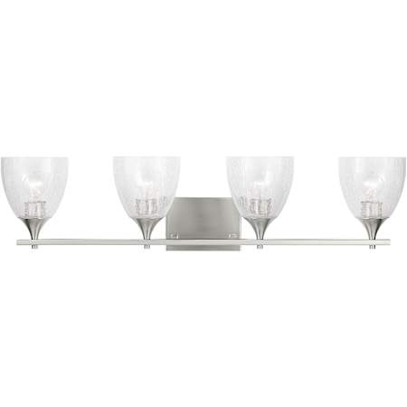 Visual Comfort Toffino 4 Light 36" Wide Vanity Light with Clear Crackle Glass Shades Brushed Nickel