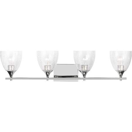 Visual Comfort Toffino 4 Light 36" Wide Vanity Light with Clear Crackle Glass Shades Chrome
