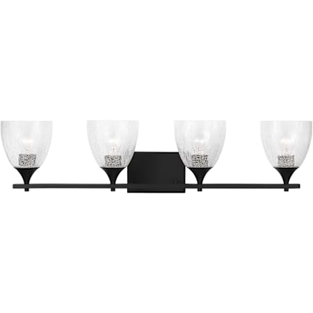 Visual Comfort Toffino 4 Light 36" Wide Vanity Light with Clear Crackle Glass Shades Midnight Black