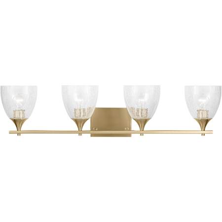 Visual Comfort Toffino 4 Light 36" Wide Vanity Light with Clear Crackle Glass Shades Satin Brass