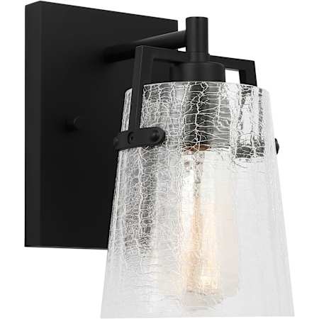 Visual Comfort Crofton 9" Tall Bathroom Sconce with Clear Crackle Glass Shade Midnight Black