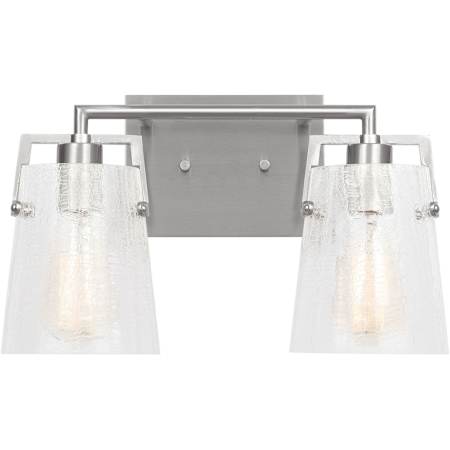 Visual Comfort Crofton 2 Light 15" Wide Vanity Light with Clear Crackle Glass Shades Brushed Nickel