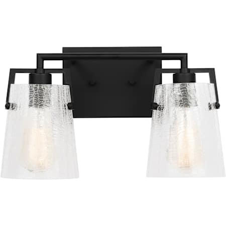 Visual Comfort Crofton 2 Light 15" Wide Vanity Light with Clear Crackle Glass Shades Midnight Black