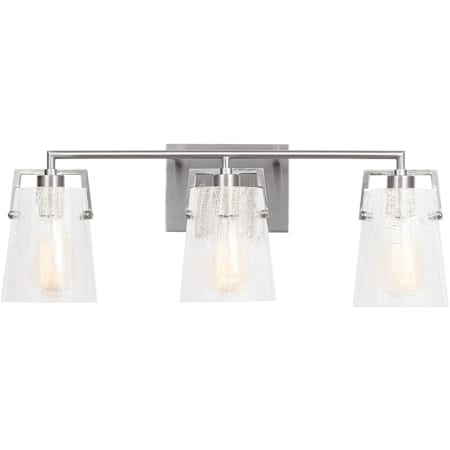 Visual Comfort Crofton 3 Light 24" Wide Vanity Light with Clear Crackle Glass Shades Brushed Nickel