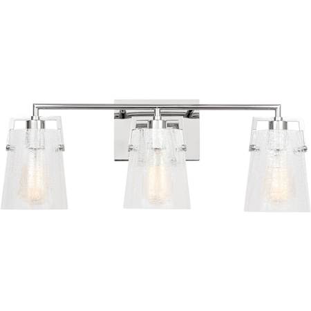 Visual Comfort Crofton 3 Light 24" Wide Vanity Light with Clear Crackle Glass Shades Chrome
