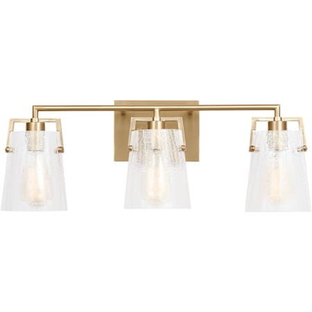 Visual Comfort Crofton 3 Light 24" Wide Vanity Light with Clear Crackle Glass Shades Satin Brass