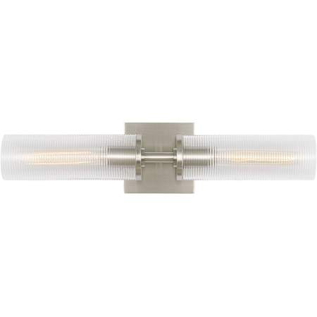 Visual Comfort Sarita 2 Light 21" Wide Bath Bar with Clear Ribbed Glass Shades Brushed Nickel