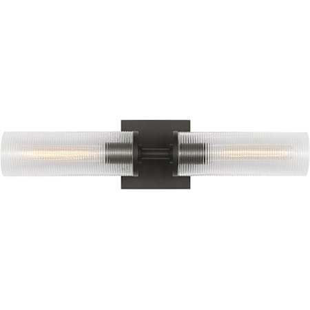 Visual Comfort Sarita 2 Light 21" Wide Bath Bar with Clear Ribbed Glass Shades Midnight Black