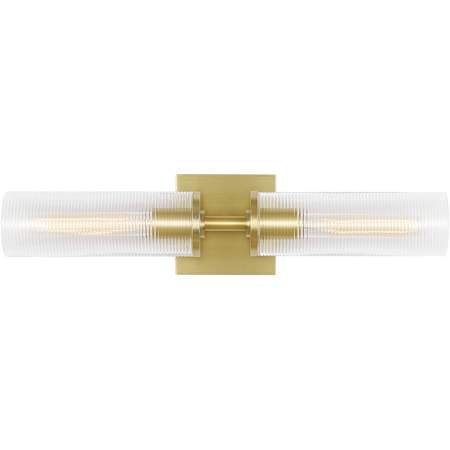 Visual Comfort Sarita 2 Light 21" Wide Bath Bar with Clear Ribbed Glass Shades Satin Brass
