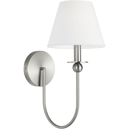 Visual Comfort Elsay 16" Tall Bathroom Sconce with Linen Shade Brushed Nickel