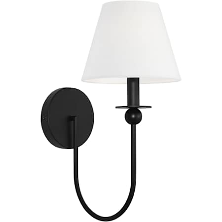 Visual Comfort Elsay 16" Tall Bathroom Sconce with Linen Shade Midnight Black