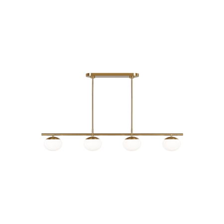 Visual Comfort Lune 4 Light 50" Wide Linear Chandelier Burnished Brass