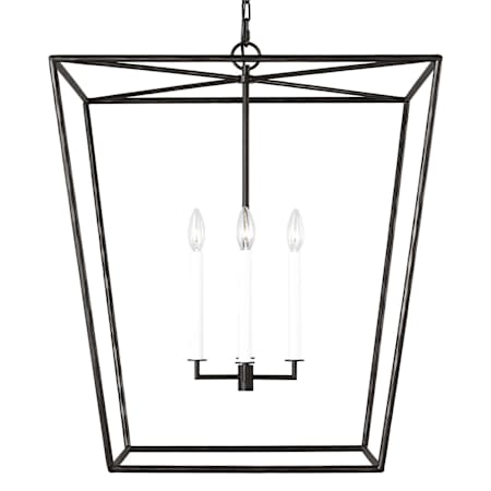 Visual Comfort Viota 4 Light 25" Wide Taper Candle Pendant Aged Iron