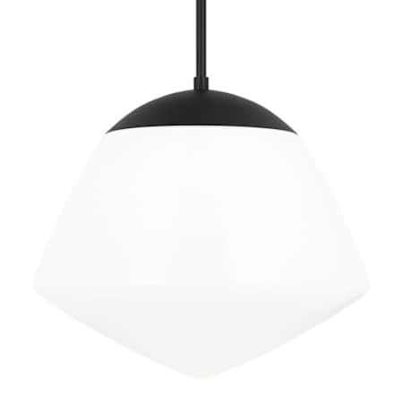 Visual Comfort Milne 10" Wide Mini Pendant with Milk Glass Shade Midnight Black