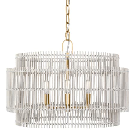 Visual Comfort Elio 4 Light 23" Wide Drum Chandelier with Natural Bamboo Shade Burnished Brass