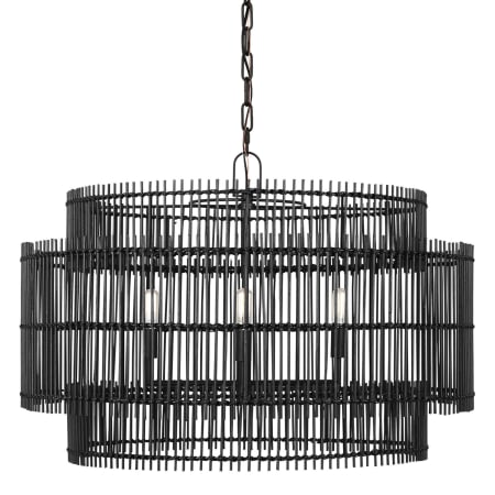 Visual Comfort Elio 4 Light 30" Wide Drum Chandelier with Natural Bamboo Shade Aged Iron
