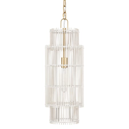 Visual Comfort Elio 10" Wide Mini Pendant with Natural Bamboo Shade Burnished Brass