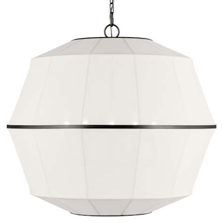 Visual Comfort Hikari 5 Light 28" Wide Pendant with Linen Shade Aged Iron