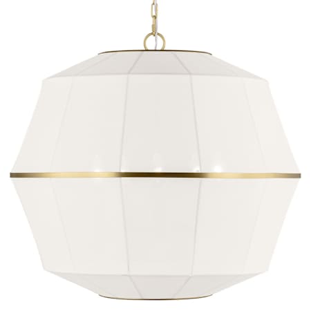 Visual Comfort Hikari 5 Light 28" Wide Pendant with Linen Shade Burnished Brass