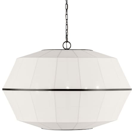 Visual Comfort Hikari 5 Light 32" Wide Pendant with Linen Shade Aged Iron