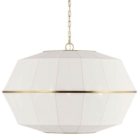 Visual Comfort Hikari 5 Light 32" Wide Pendant with Linen Shade Burnished Brass