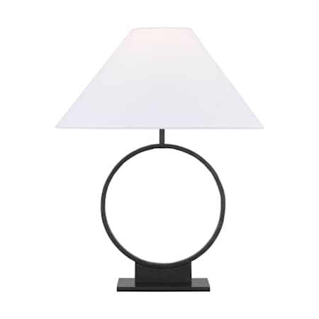 Visual Comfort Orion 23" Tall LED Table Lamp with Linen Shade Aged Iron