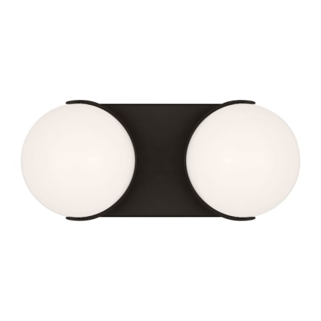 Visual Comfort Syrie 2 Light 12" Wide LED Vanity Strip with Milk Glass Shades Aged Iron