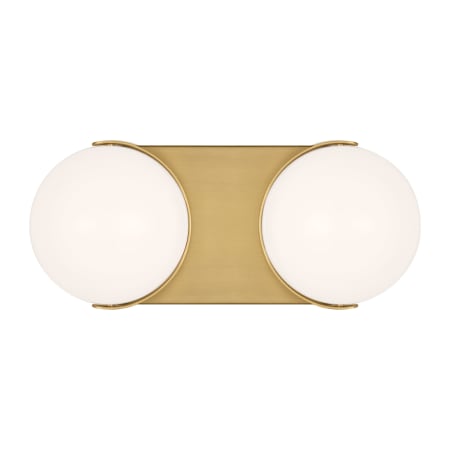 Visual Comfort Syrie 2 Light 12" Wide LED Vanity Strip with Milk Glass Shades Burnished Brass
