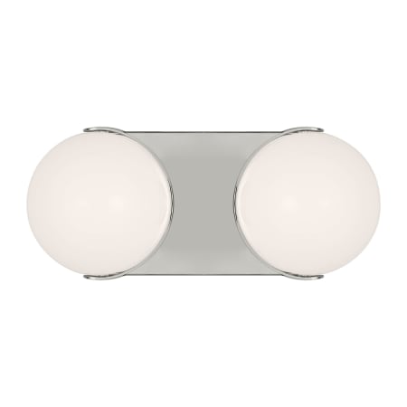 Visual Comfort Syrie 2 Light 12" Wide LED Vanity Strip with Milk Glass Shades Polished Nickel