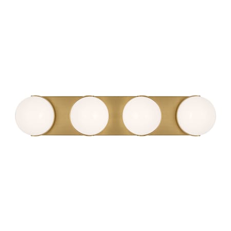 Visual Comfort Syrie 4 Light 25" Wide LED Vanity Strip with Milk Glass Shades Burnished Brass
