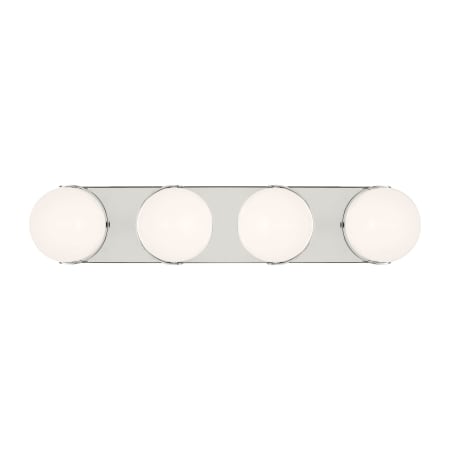 Visual Comfort Syrie 4 Light 25" Wide LED Vanity Strip with Milk Glass Shades Polished Nickel