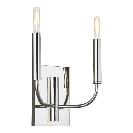 Visual Comfort Brianna 2 Light 14" Tall Bathroom Sconce with Linen Shades Polished Nickel
