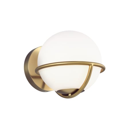 Visual Comfort Apollo Single Light 7" Tall Bathroom Sconce with Frosted Glass Shade Burnished Brass