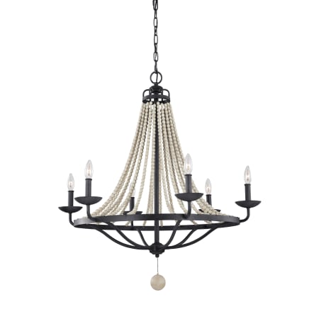 Visual Comfort Nori 6 Light 33" Wide Beaded Candle Style Chandelier Dark Weathered Zinc / Driftwood Grey