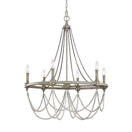 Visual Comfort Beverly 6 Light 28" Wide Beaded Candle Style Chandelier French Washed Oak / Distressed White Wood