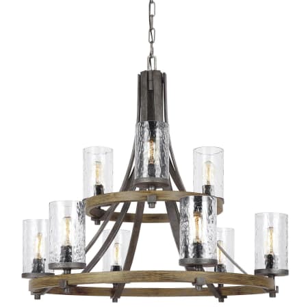 Visual Comfort Angelo 9 Light 33" Wide Pillar Candle Chandelier Distressed Weathered Oak / Slated Grey Metal